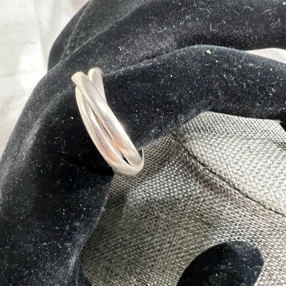 Sterling Silver 925 Interlocking, Russian Wedding Ring. Size 10 Unique☑️